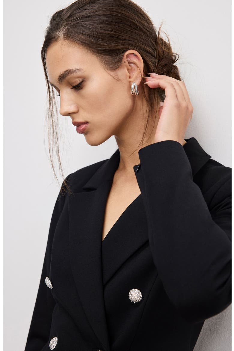 Embellished Double Breasted Blazer, Alternate, color, BLACK001