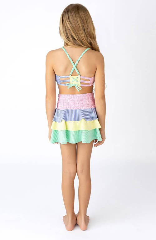 SHADE CRITTERS SHADE CRITTERS KIDS' STRIPE SEERSUCKER RUFFLE TIERED COVER-UP SKIRT 