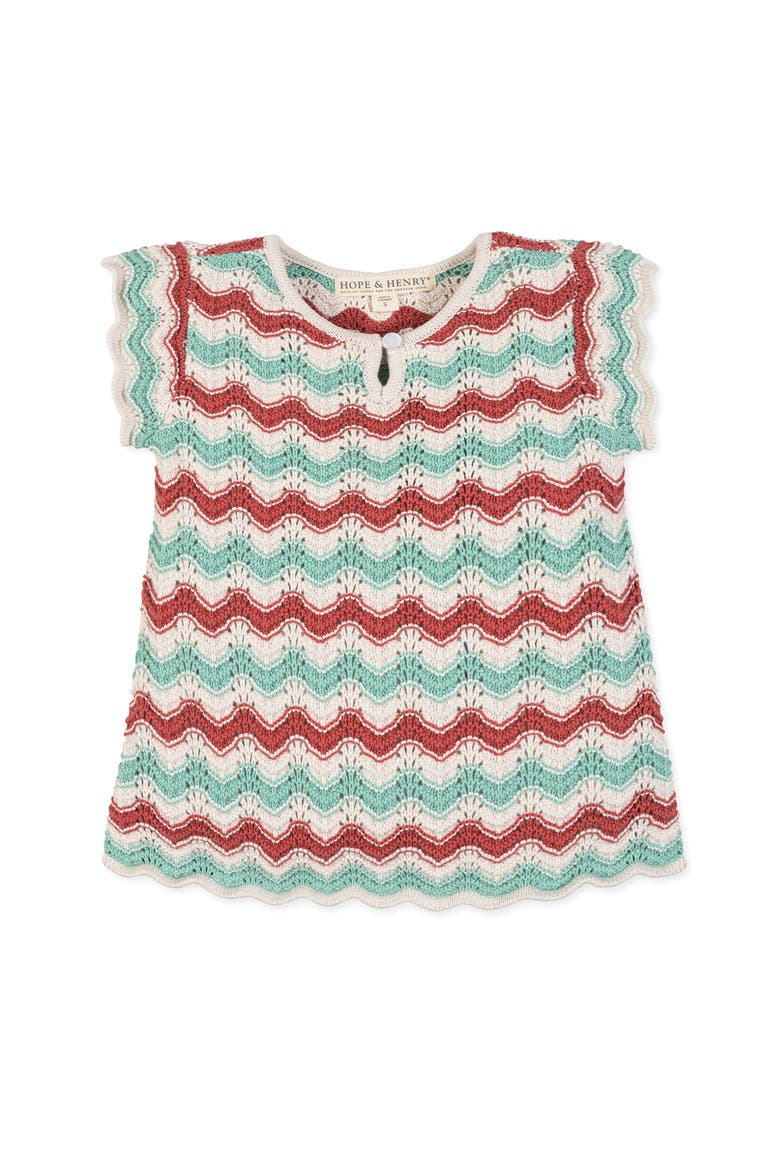 Kids' Organic Flutter Sleeve Sweater Top, Main, color, Tidal Wiggle