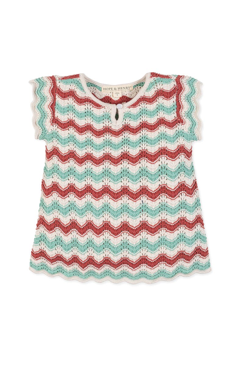Hope & Henry Kids' Organic Flutter Sleeve Sweater Top, Main, color, Tidal Wiggle