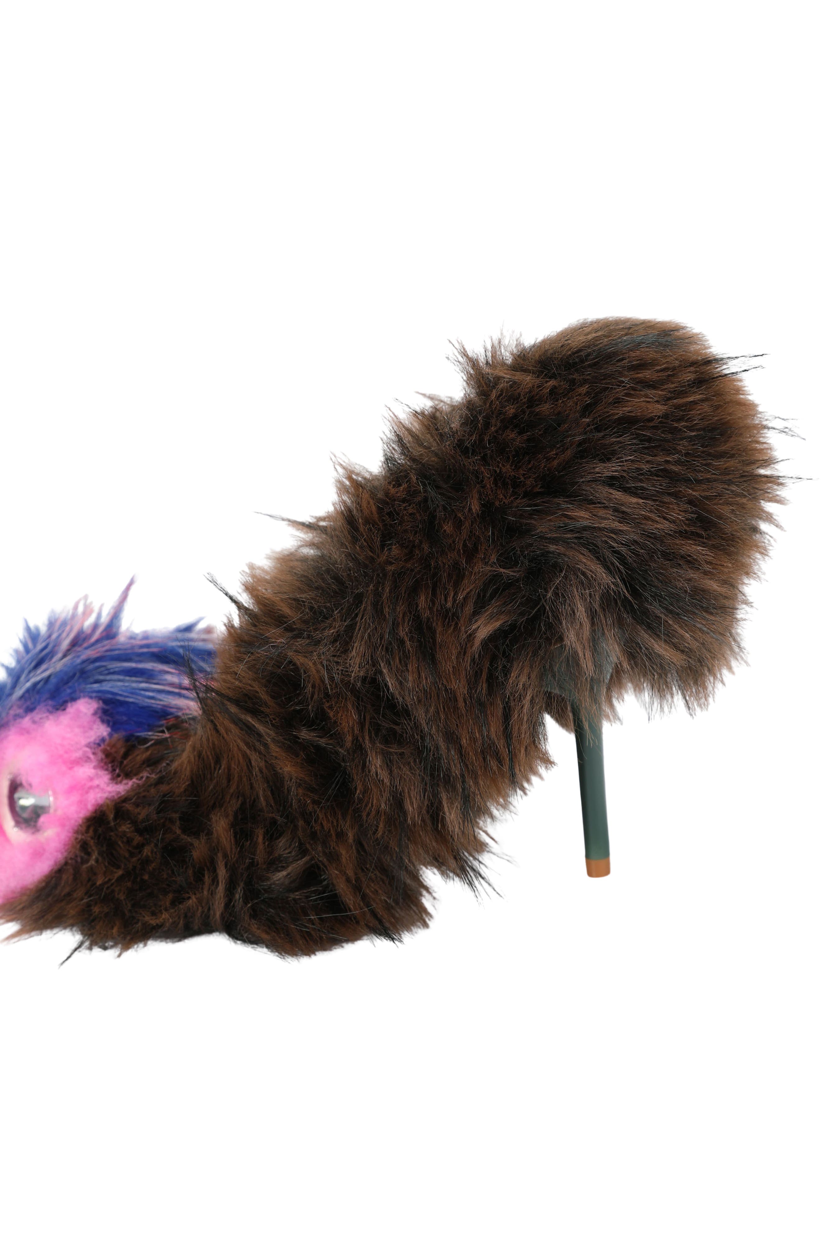 Mascot Faux Fur Pointed Toe Pump, Alternate, color, OPEN BROWN
