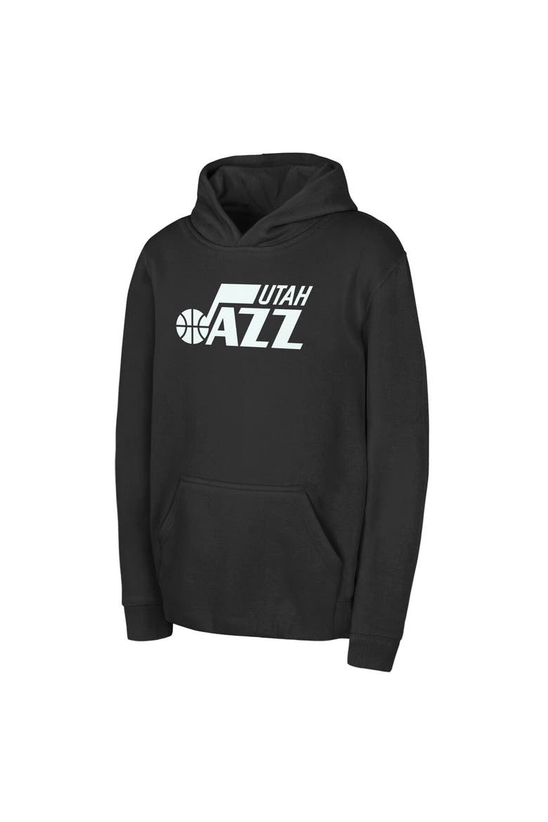 Youth Outerstuff Black Utah Jazz Primary Logo Pullover Hoodie, Main, color, Black