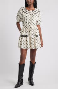 Treasure & Bond Short Sleeve Cotton Blend Tiered Minidress