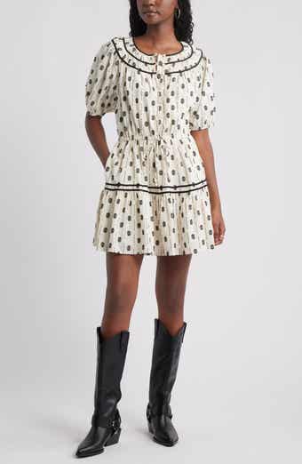 Treasure & Bond Short Sleeve Cotton Blend Tiered Minidress