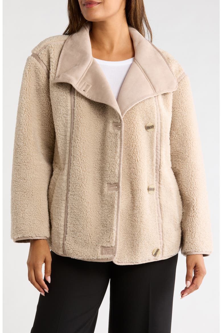 Faux Shearling Short Jacket, Alternate, color, TAUPE