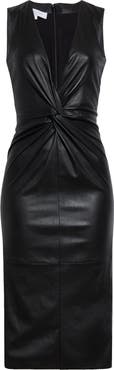 Michael Kors Collection Twist Front Leather Midi Dress