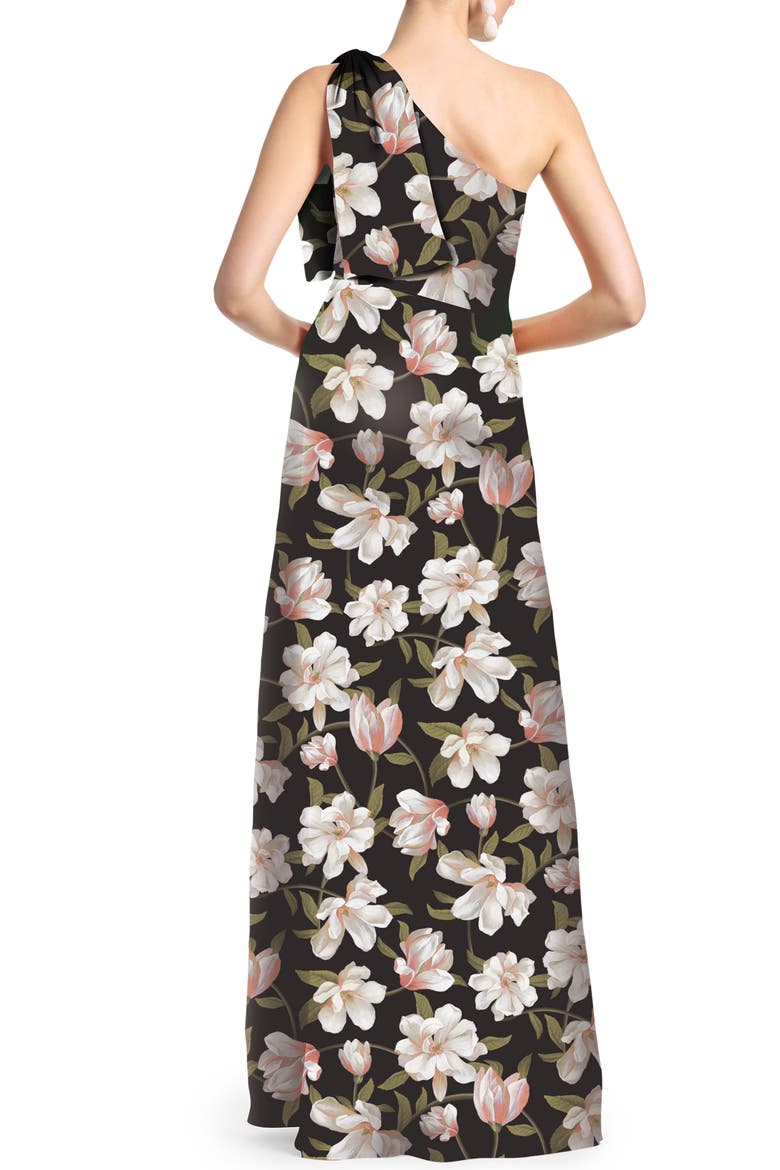 Chelsea One-Shoulder Gown, Alternate, color, EBONY GARDEN