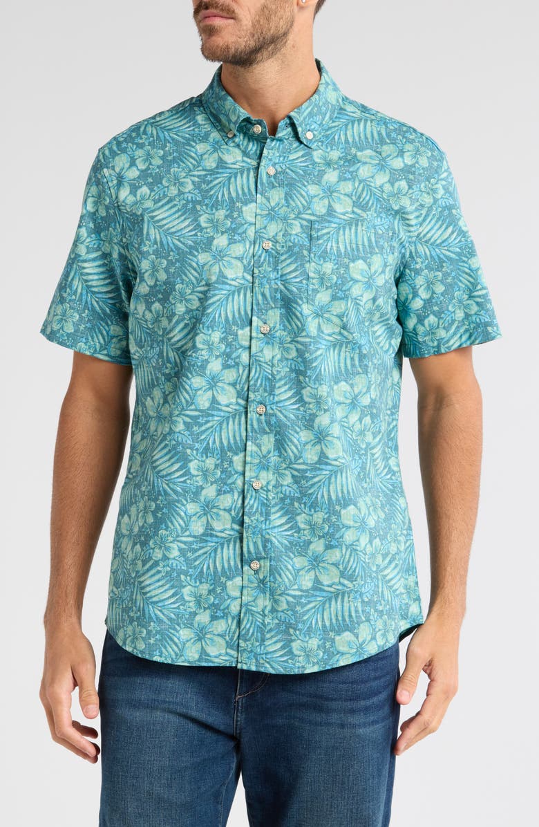 Reyn Spooner Hau Hele Tailored Fit Short Sleeve Shirt, Main, color, Balsam