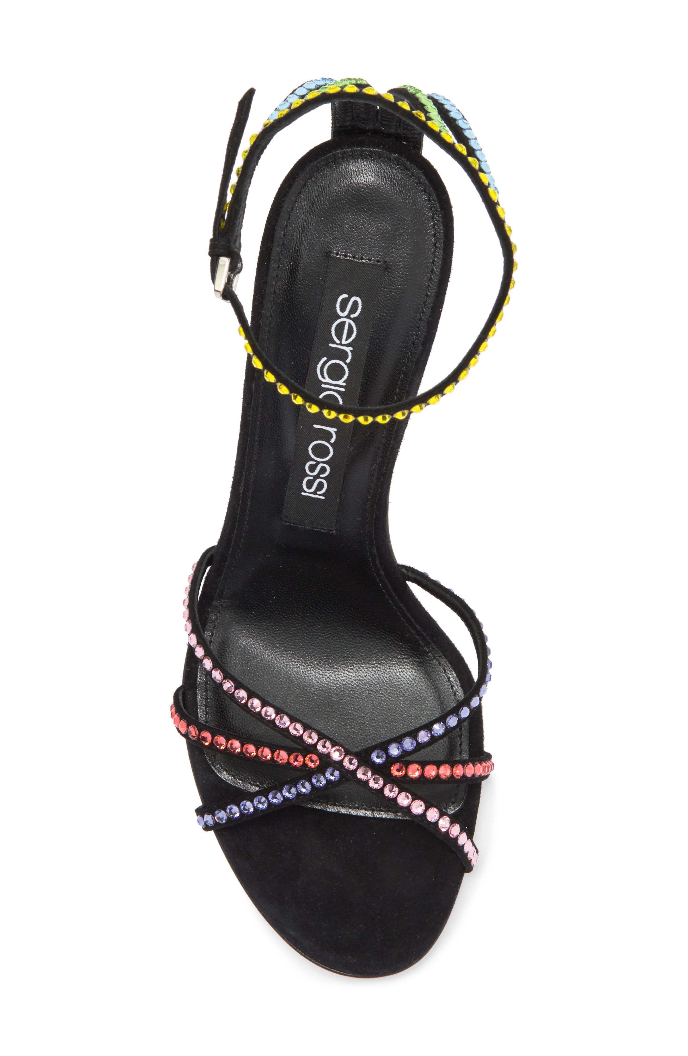 Sergio Rossi Crystal Embellished Ankle Strap Stiletto Sandal, Alternate, color, 