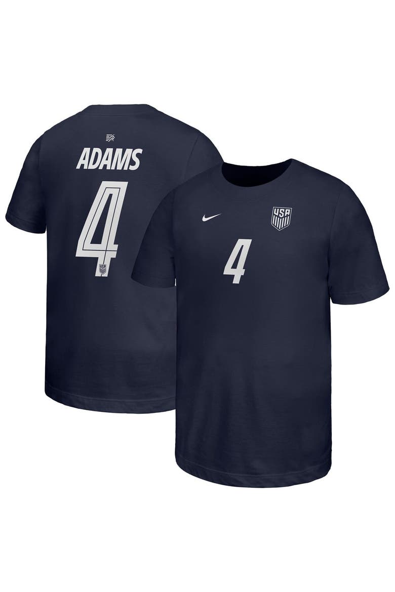 Youth Nike Tyler Adams Navy USMNT Away Player Name & Number T-Shirt, Main, color, Navy