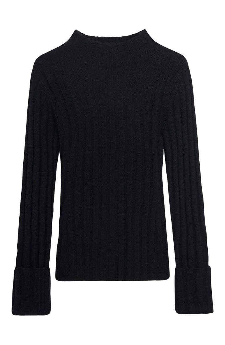 GOBI Mongolian Cashmere Cashmere Turn-Up Cuffs Sweater, Alternate, color, Black