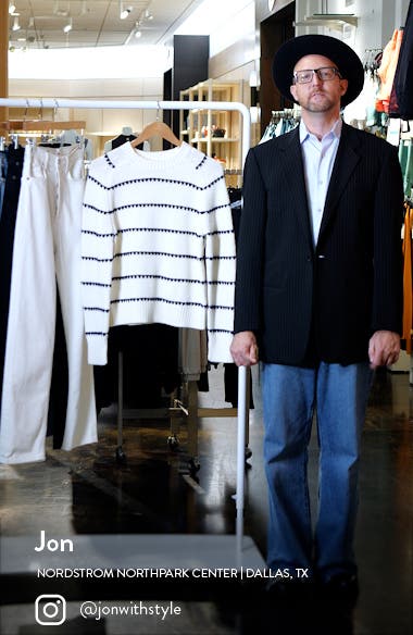 Stripe Textured Cotton Sweater