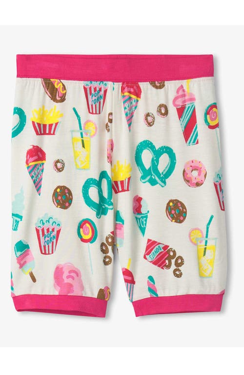 Shop Hatley Carnival Treats Print Cotton Fitted Two-piece Short Pajamas In Tender Yellow