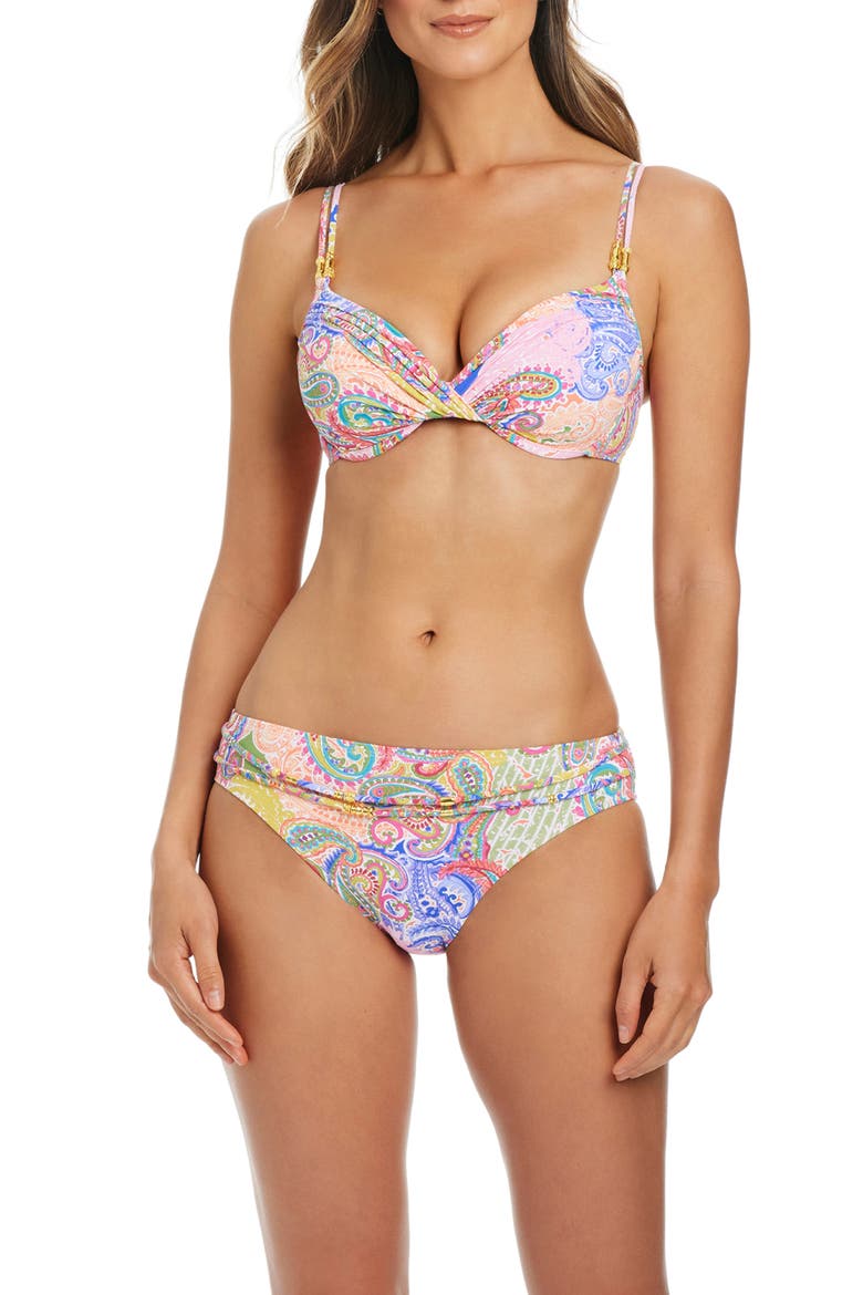 Paisley Underwire Bikini Top, Alternate, color, PINK MULTI