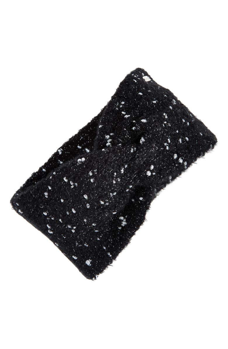 Calvin Klein Metallic Knit Headband, Main, color, Black