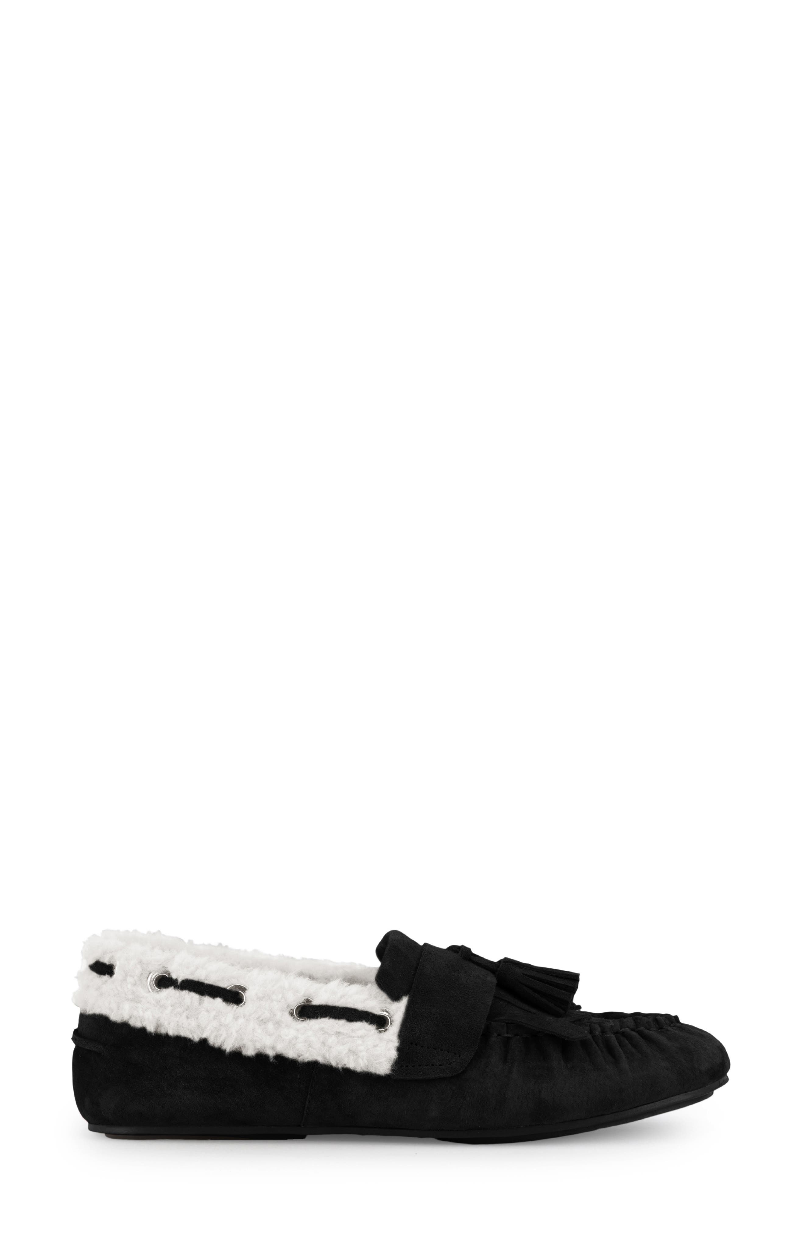 Zen Moccasin Slipper, Alternate, color, BLACK SUEDE