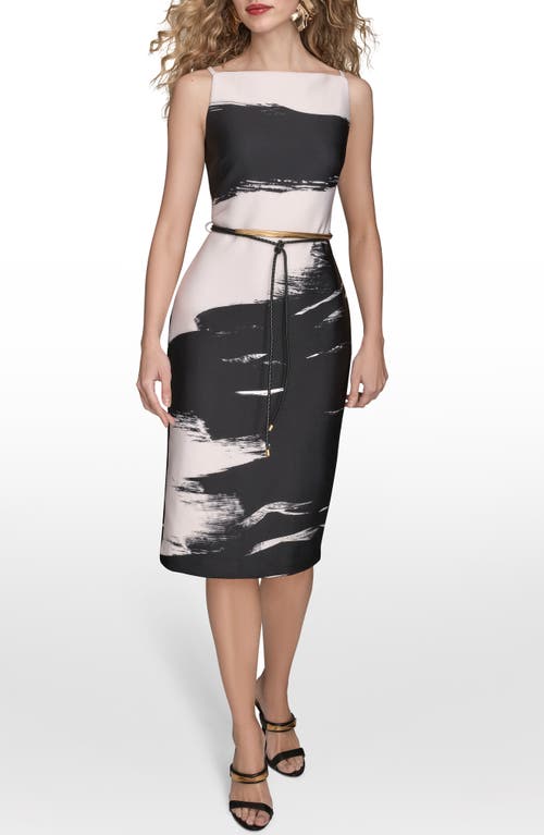 Donna Karan New York Braided Belt Sheath Dress In Black