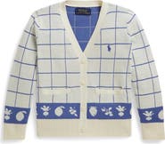 Polo Ralph Lauren Kids' Windowpane V-Neck Cotton Cardigan