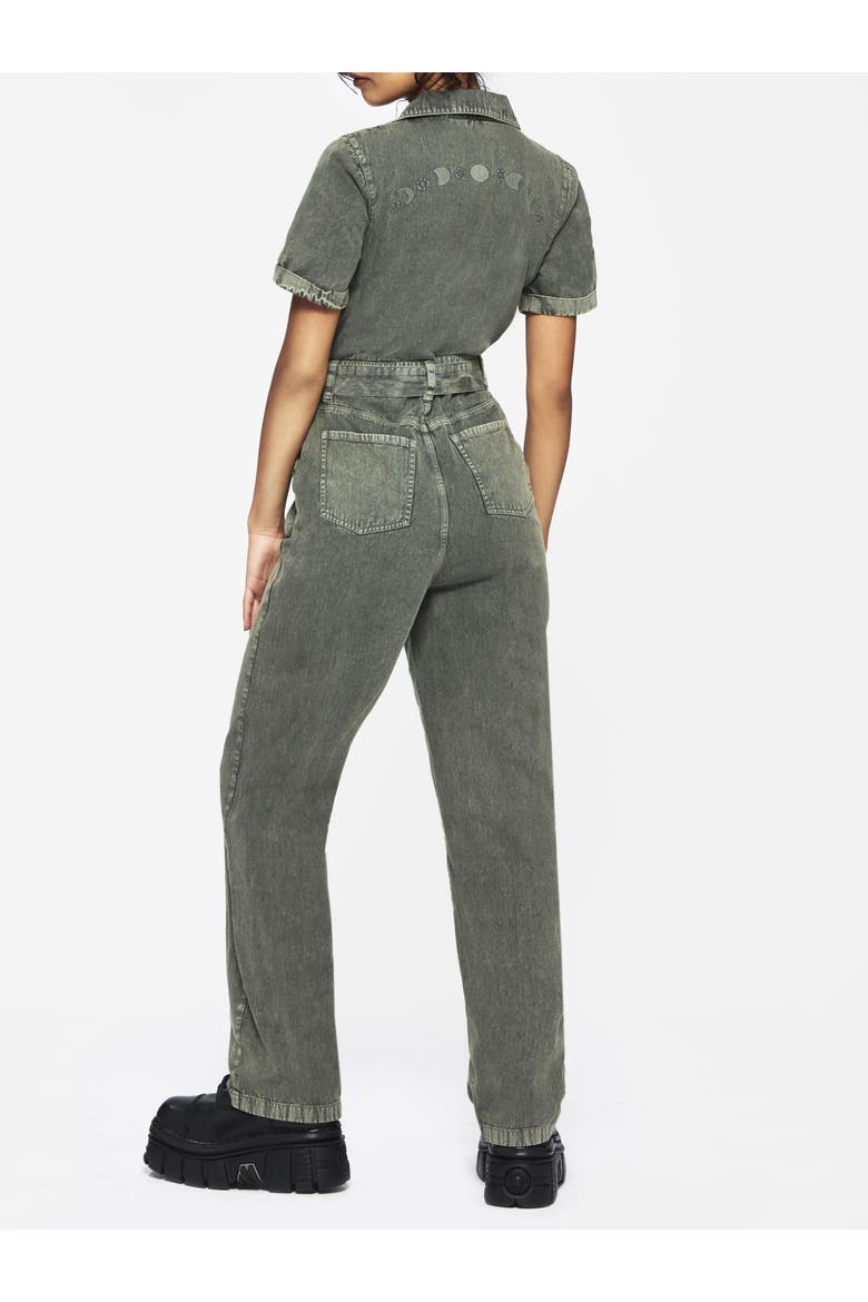 Nuit Cotton Moon Embroidered Jumpsuit, Alternate, color, Green