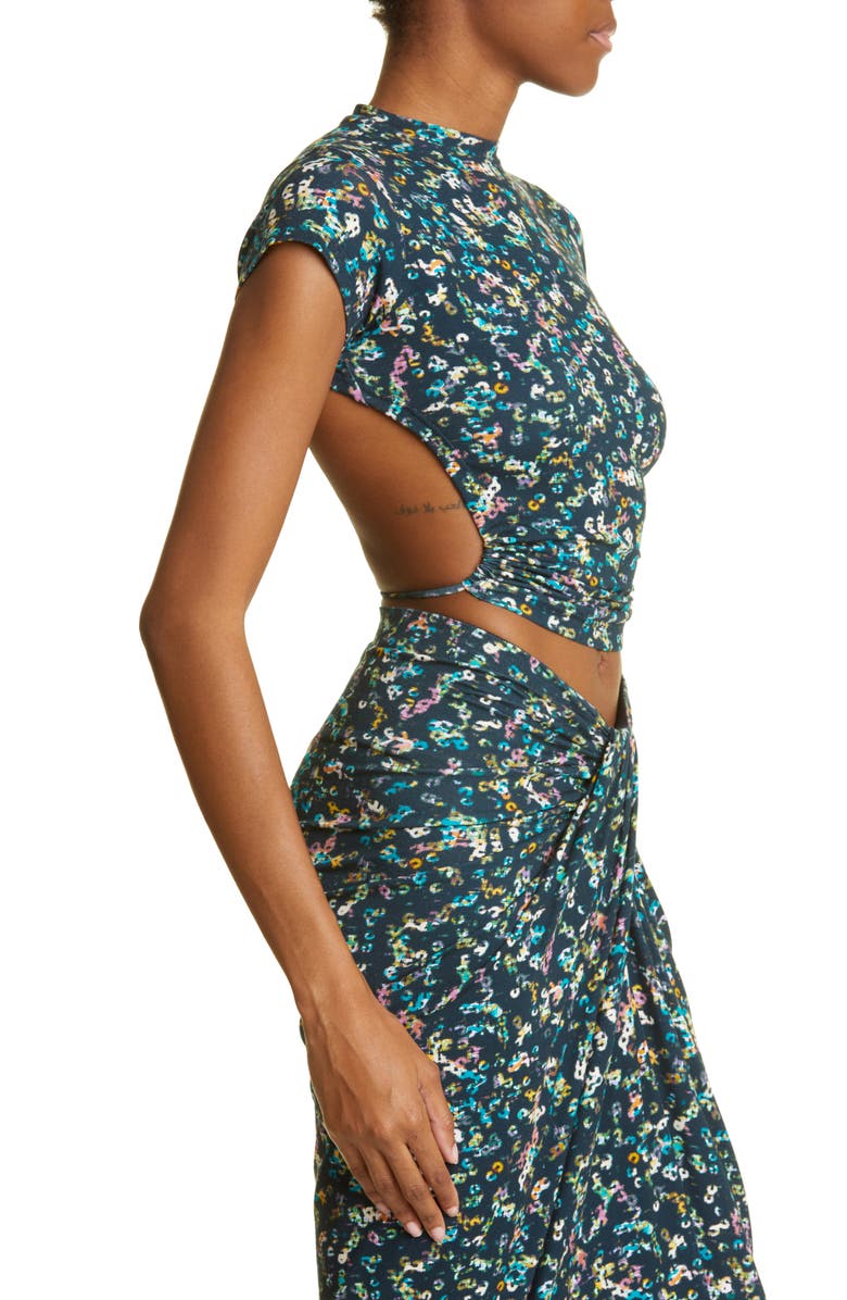 Isabel Marant Étoile Juvia Abstract Print Open Back Top, Alternate, color,