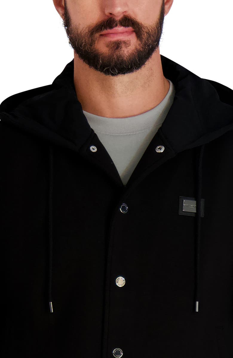 KARL LAGERFELD PARIS Hooded Bomber Jacket, Alternate, color, Black