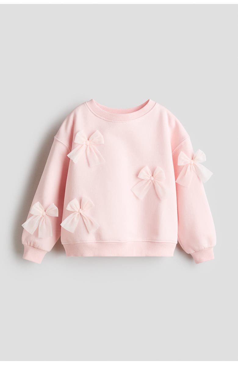 H&M Motif-detail Sweatshirt, Main, color, Light Pink/Bows