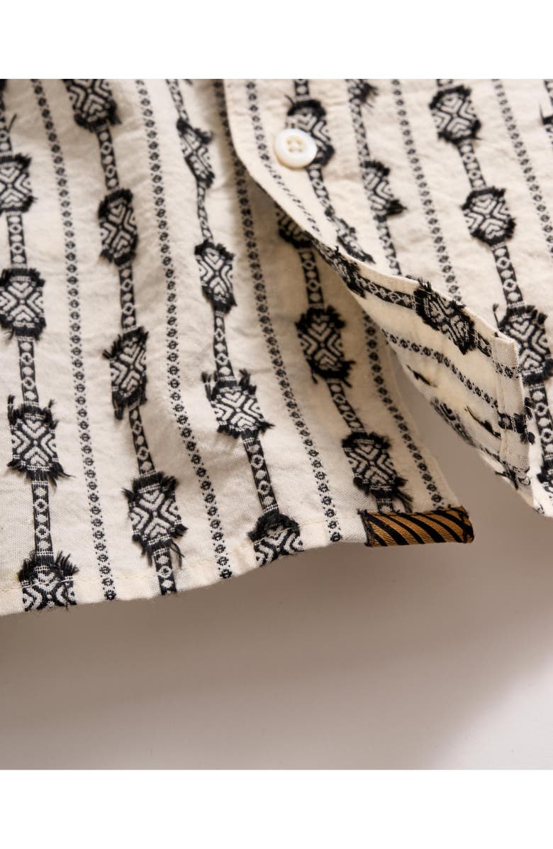 Billy Reid BoucléTrim Short Sleeve Button-Up Shirt, Alternate, color, Black/ White