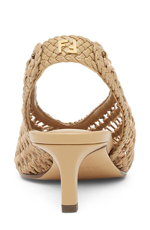 Fendi Woven Leather Kitten-heel Slingback Pumps In Cammello
