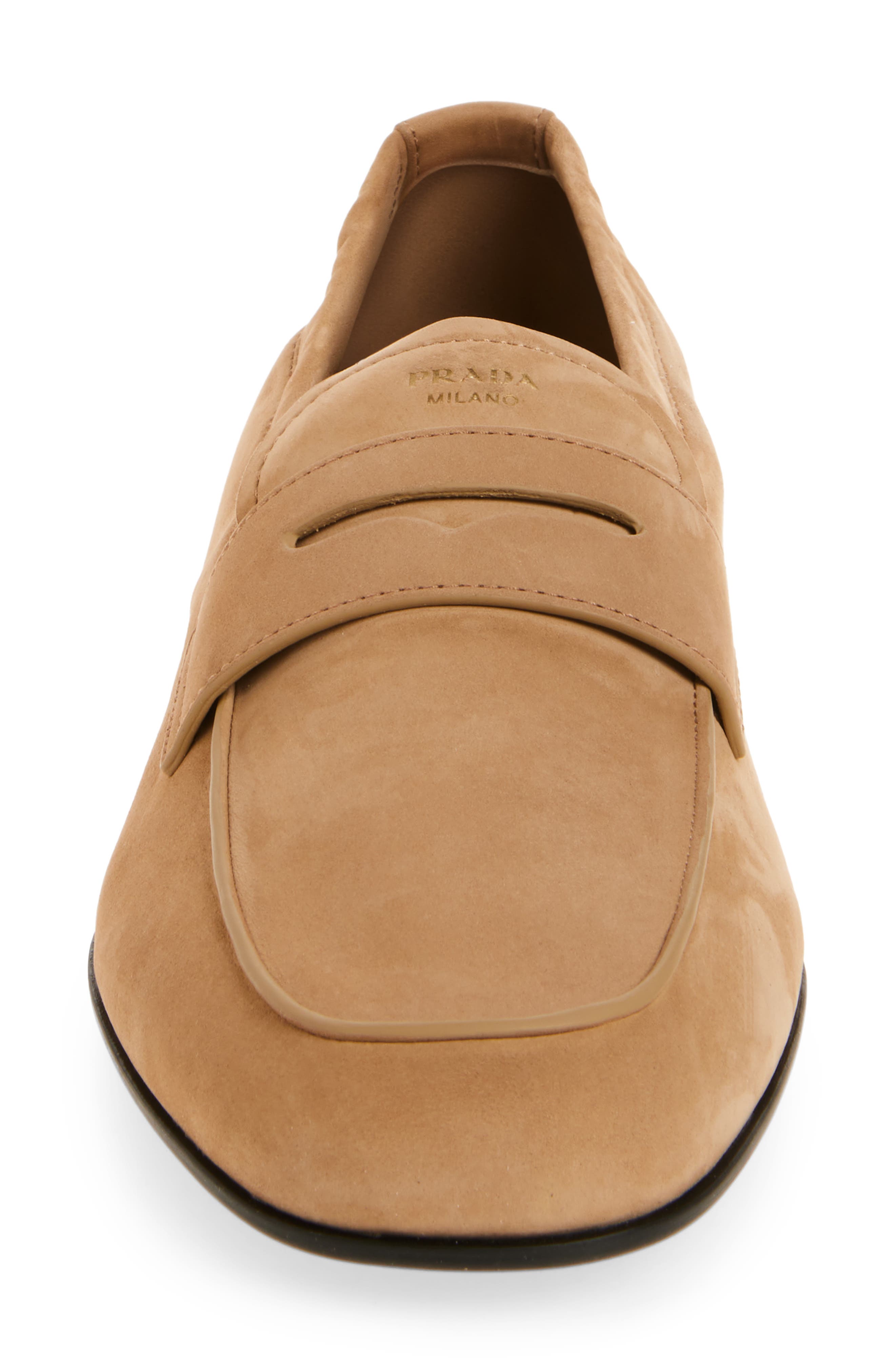 Prada Shuffle Penny Loafer, Alternate, color, Deserto
