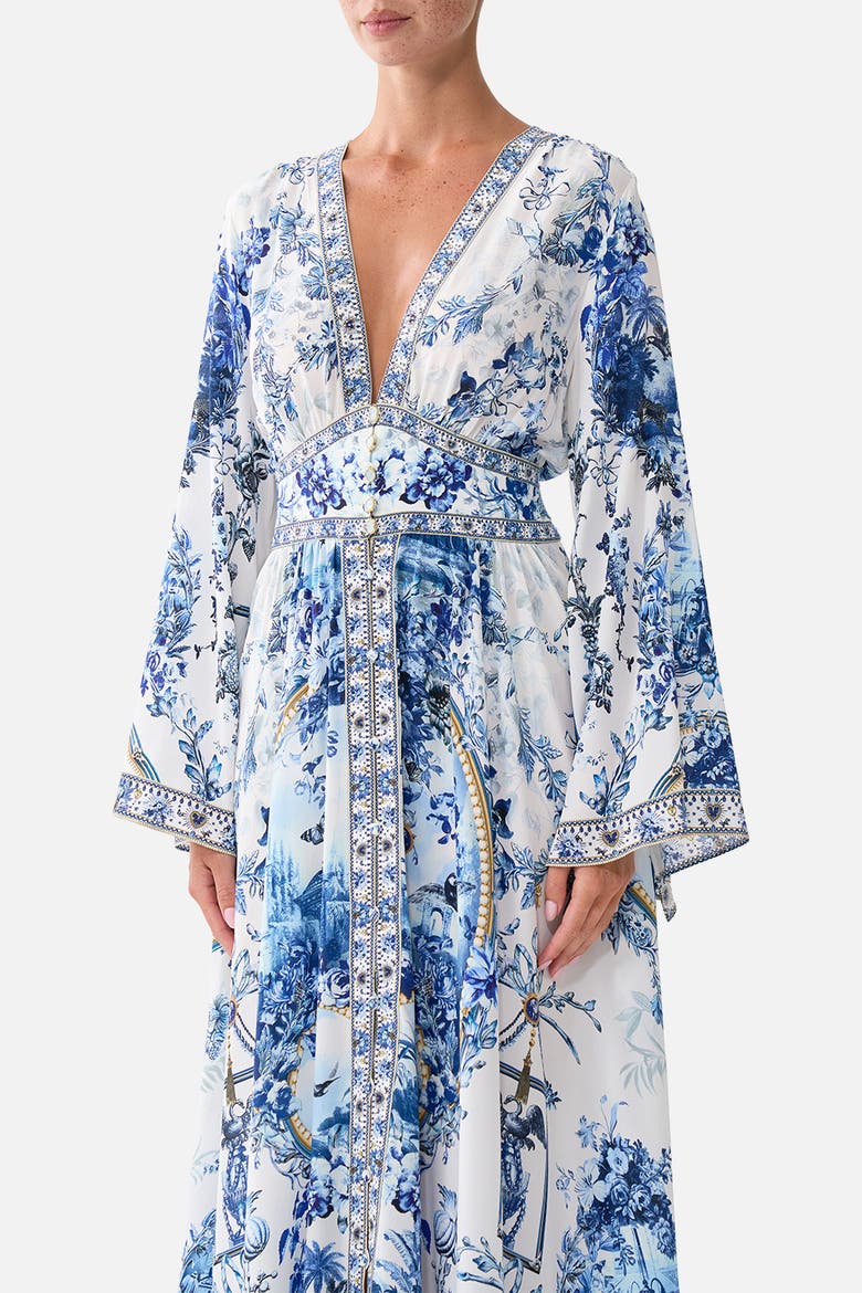 Relaxed Sleeve Dress With Shirring Detail, Alternate, color, The Porcelain Parlour