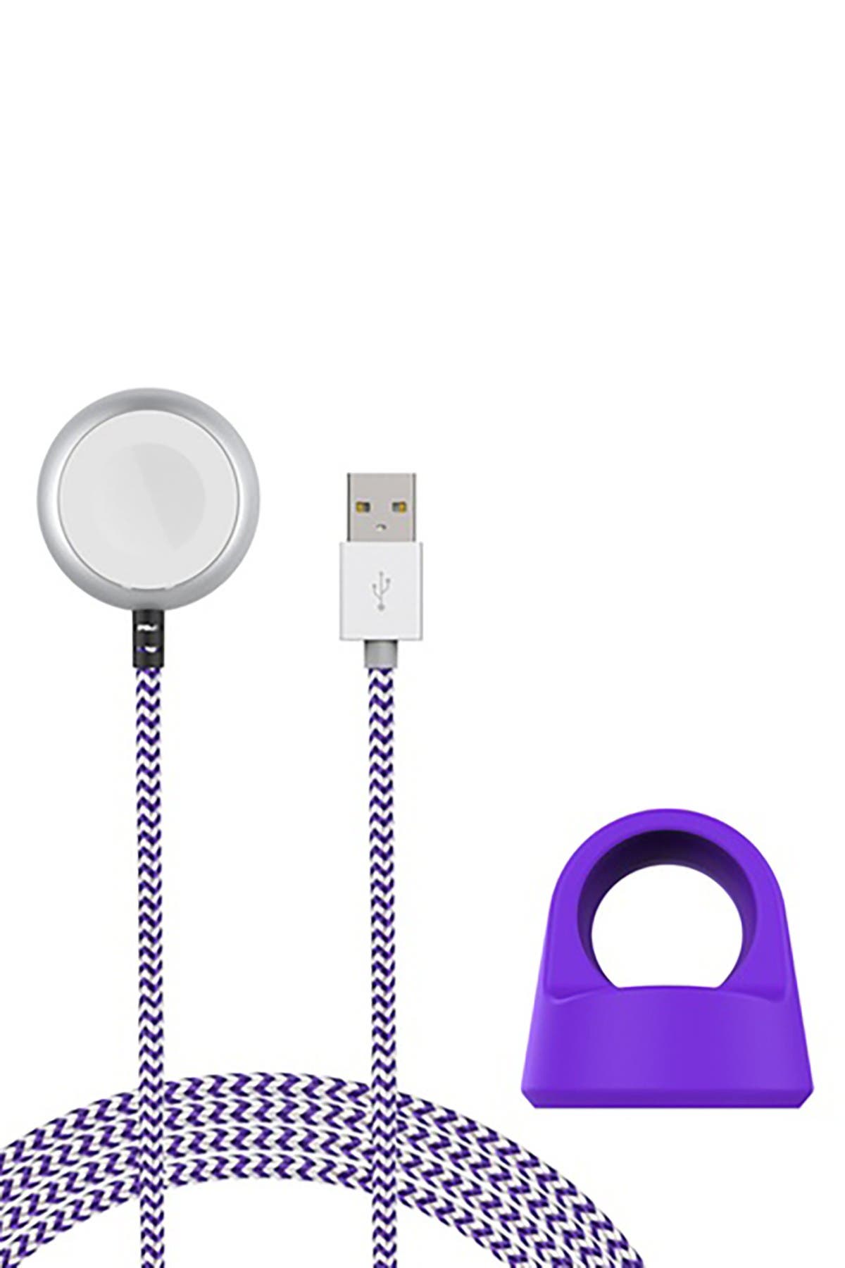 The Posh Tech Purple/White Certified 5Ft Braided Apple Watch Charging ...