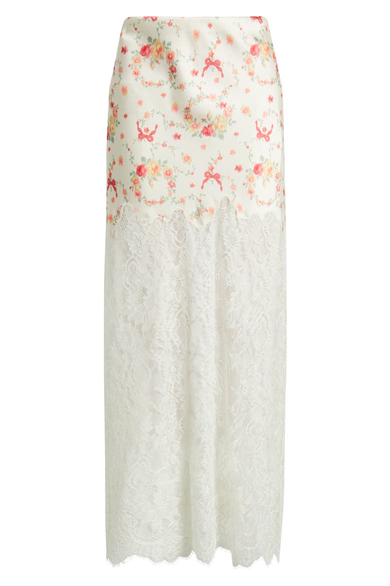 Ilene Floral Print Lace Maxi Skirt, Alternate, color, ECRU GARDENIA