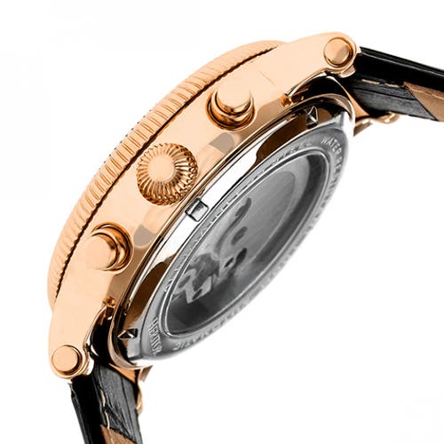Heritor Automatic Men's White / Rose Gold Winston Semi-skeleton Leather-band Watch With Day And Date - Rose Gold, Whit In Rose Gold/white