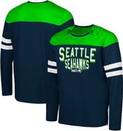 G-III SPORTS BY CARL BANKS Men's G-III Sports by Carl Banks College Navy/Neon Green Seattle Seahawks Adaptive Hail Mary Long Sleeve T-Shirt