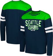 G-III SPORTS BY CARL BANKS Men's G-III Sports by Carl Banks College Navy/Neon Green Seattle Seahawks Adaptive Hail Mary Long Sleeve T-Shirt