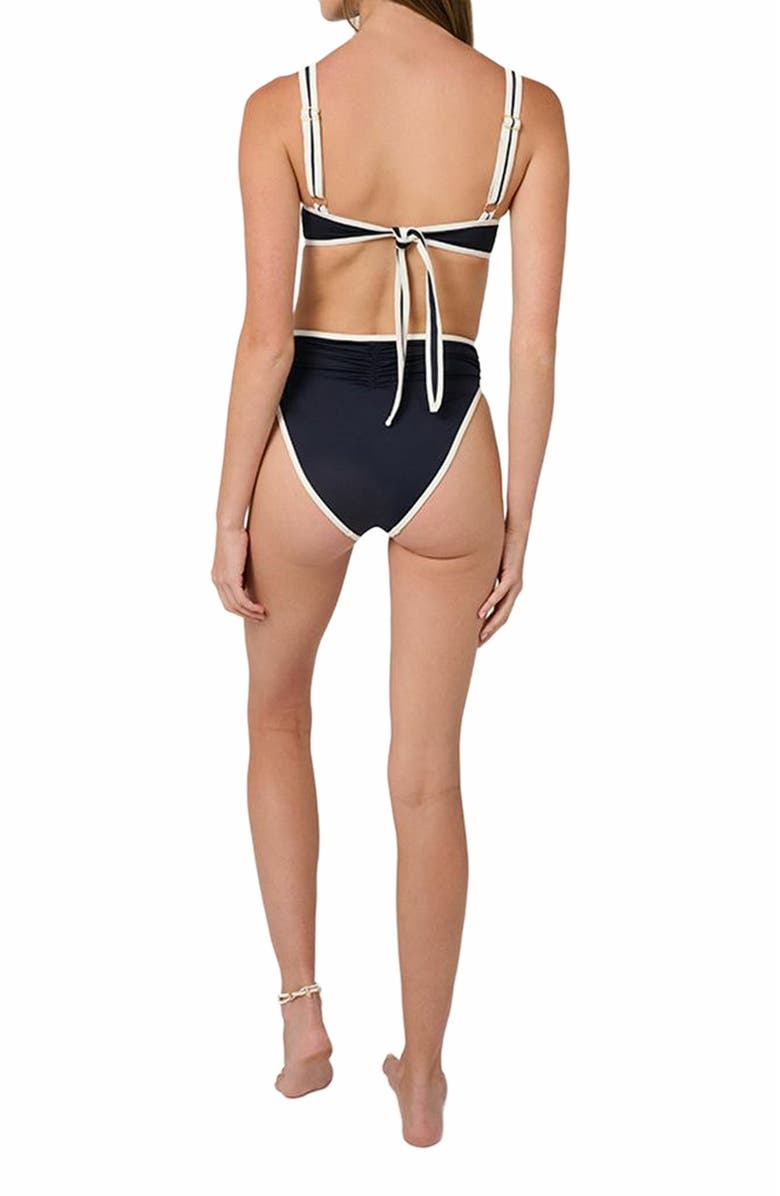 WeWoreWhat High Rise Ruched Bottom, Alternate, color, Dk Navy/Offwh