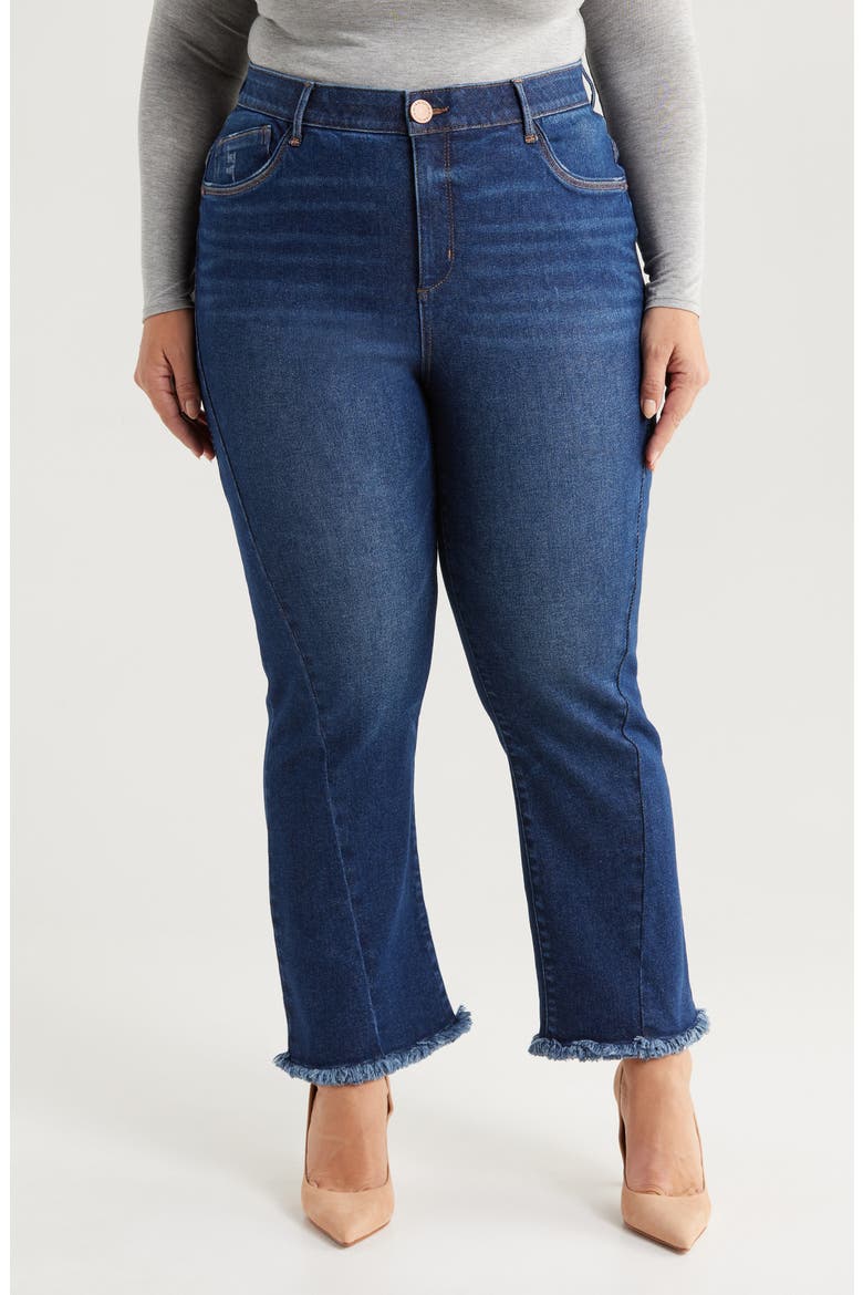 Bennett 'Ab'Solution Skyrise Frayed Ankle Barely Bootcut Jeans, Main, color, BLUE