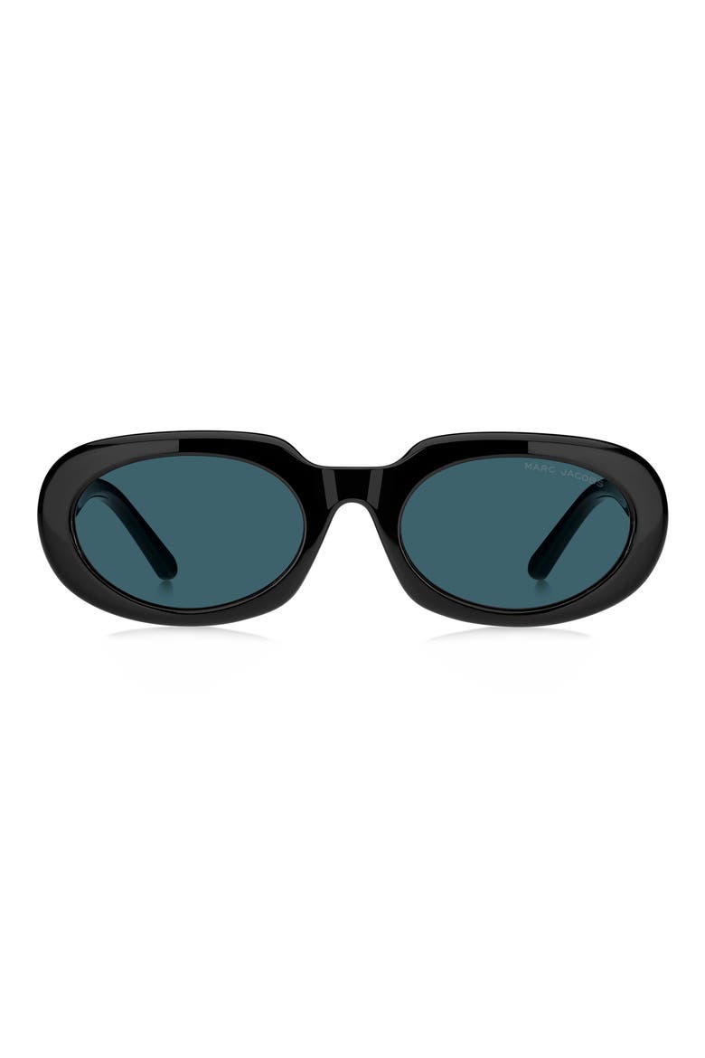 53mm Oval Sunglasses, Main, color, BLACK/ BLUE
