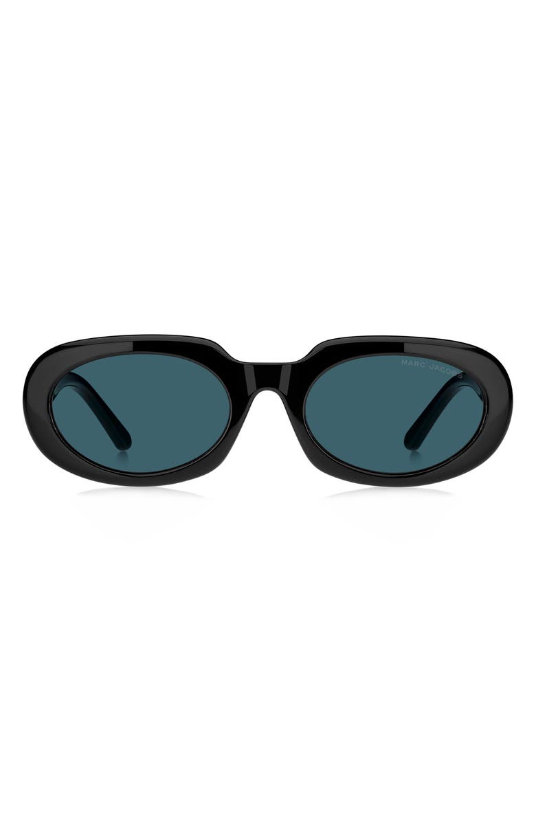 Marc Jacobs 53mm Oval Sunglasses, Main, color, Black/ Blue