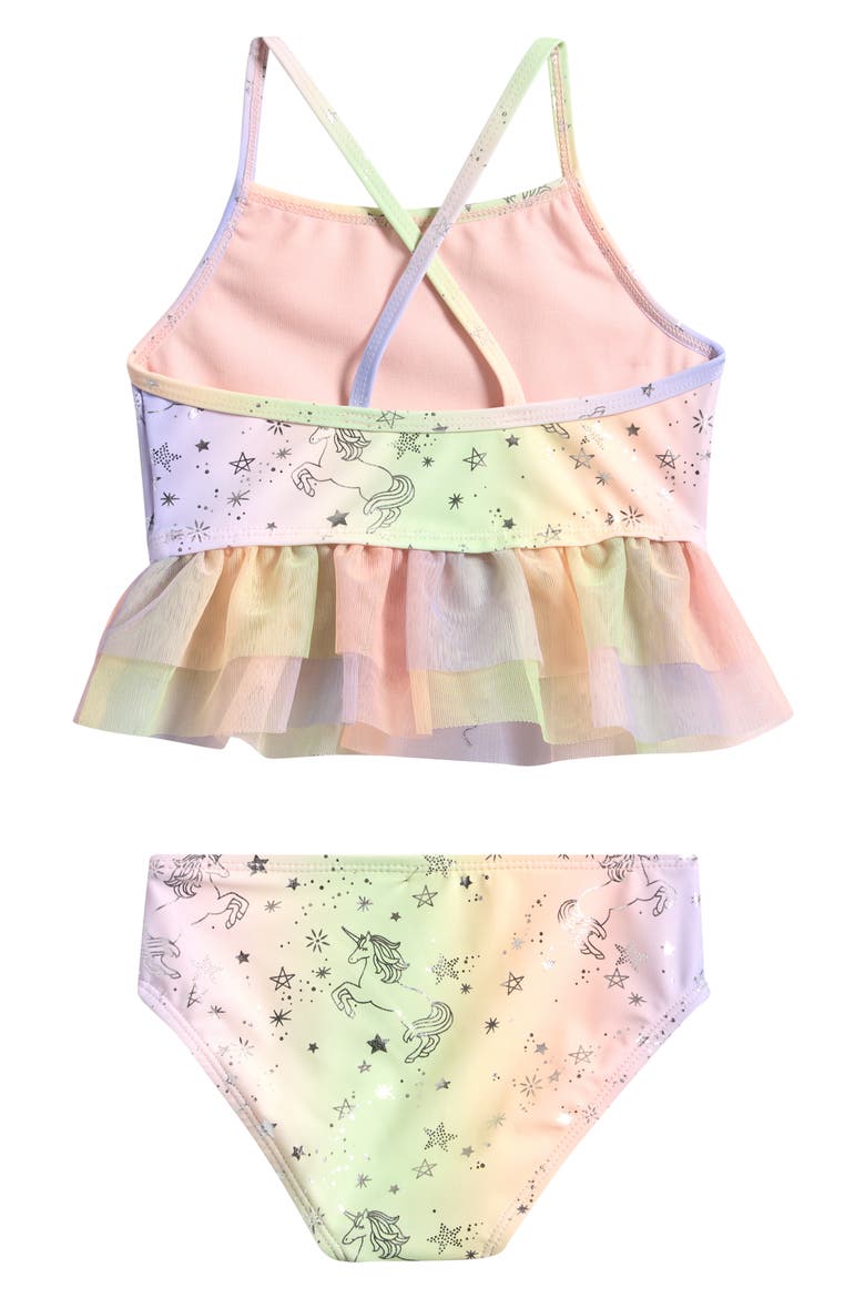 Kids' Ombré Unicorn Two-Piece Swimsuit, Alternate, color, PURPLE MULTI