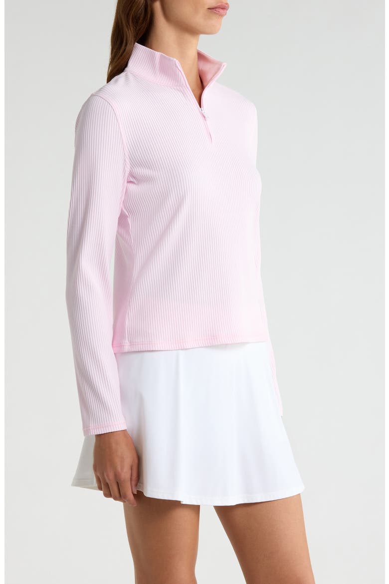 Rib Knit Quarter Zip Golf Top, Alternate, color, BLUSH