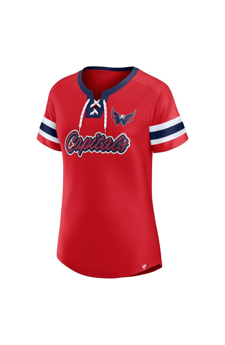 FANATICS Women's Fanatics Red Washington Capitals Iconic Athena Lace-Up T-Shirt, Alternate, color, Red