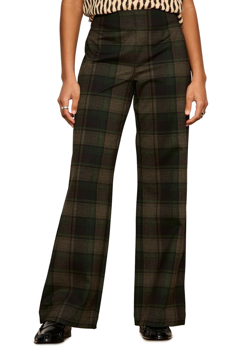Relay Plaid Pull-On Pants, Main, color, KALAMATA GREEN PLAID