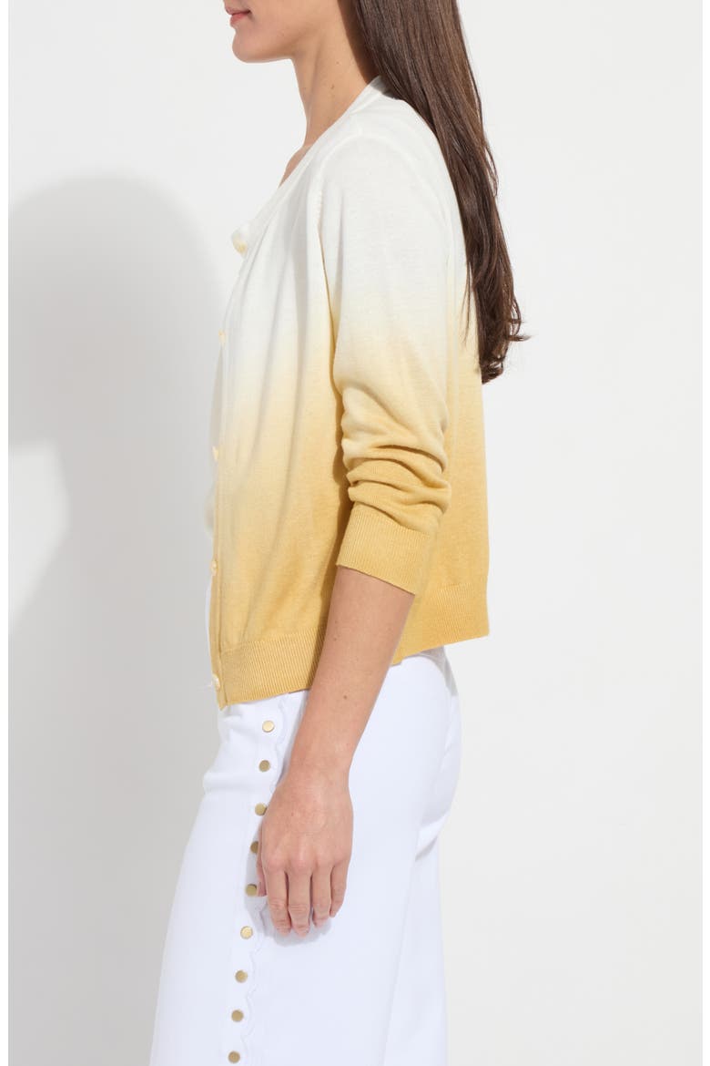 Reign Ombré Linen Blend Cardigan, Alternate, color, DIP DYE DARK GOLD