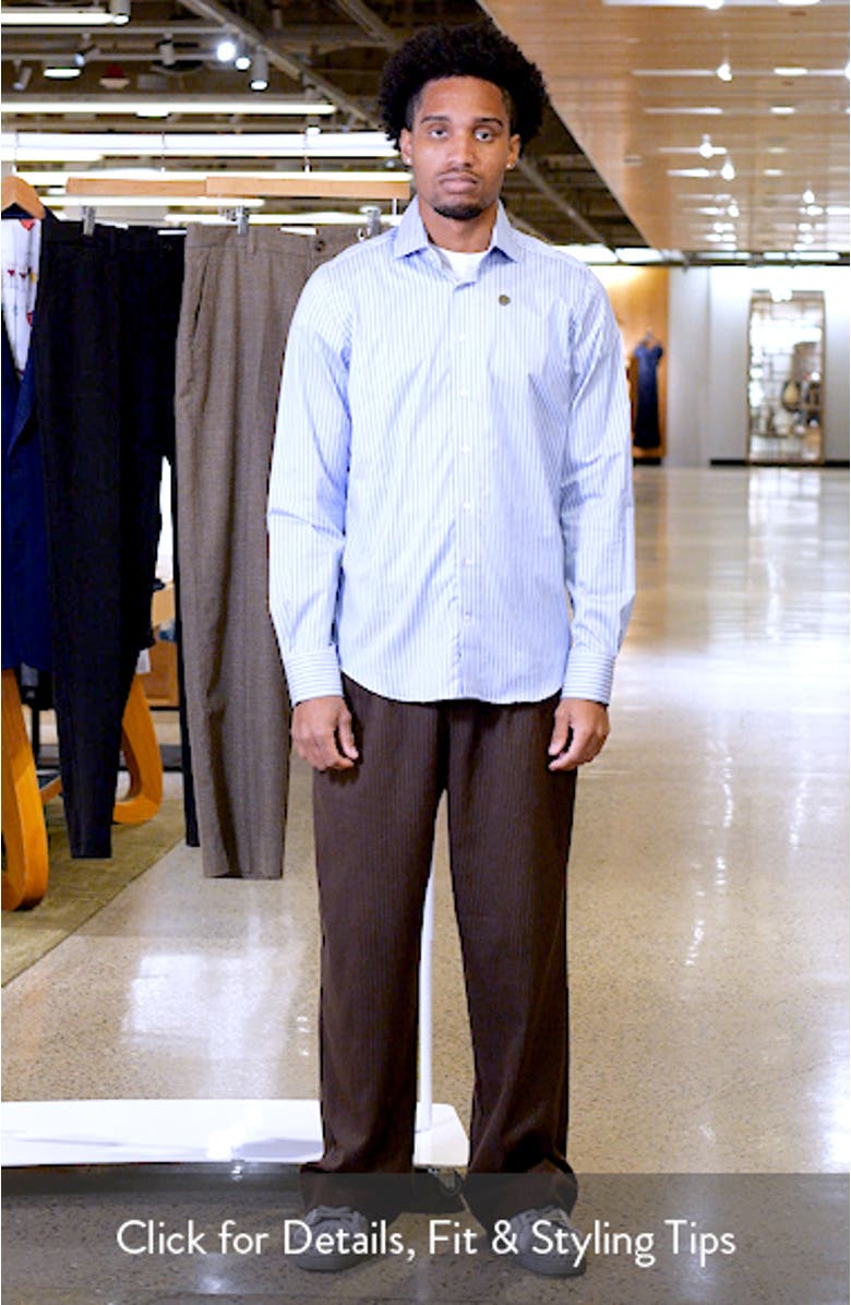 Modern Fit Stripe Natural Stretch Yoga Twill Dress Shirt, sales video thumbnail