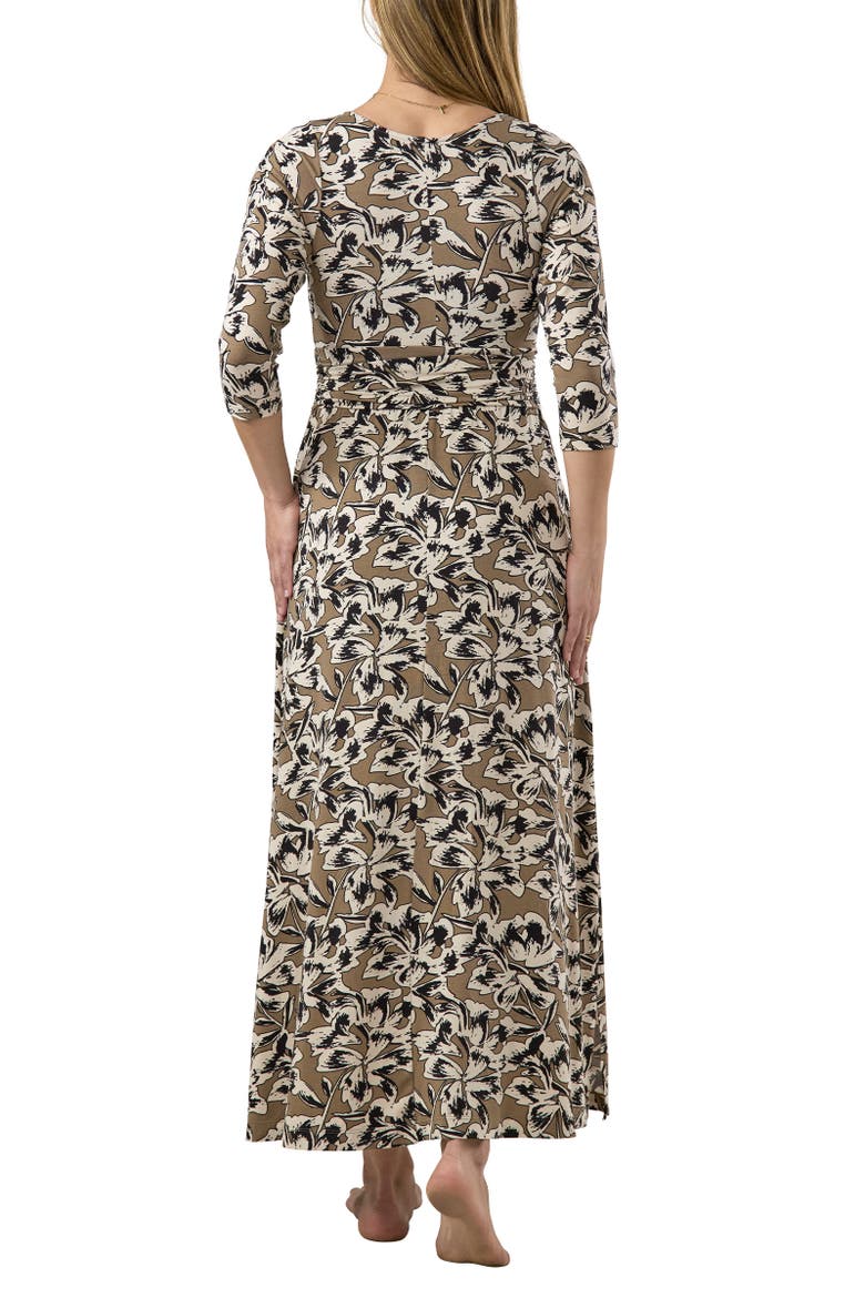 Scoop Neck Maxi Dress, Alternate, color, Mocha Flower