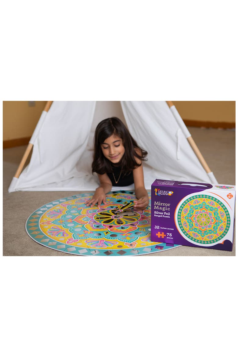 Magic Mirror Silver Foil Rangoli Puzzle - 75 pcs, Alternate, color, MULTI COLOR