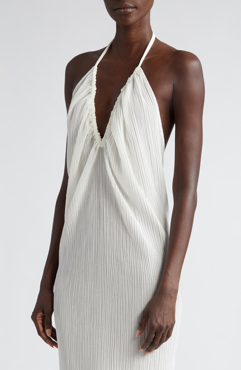 BITE Studios Parchment Ruched Organic Cotton & Organic Silk Halter Dress, Alternate, color, 