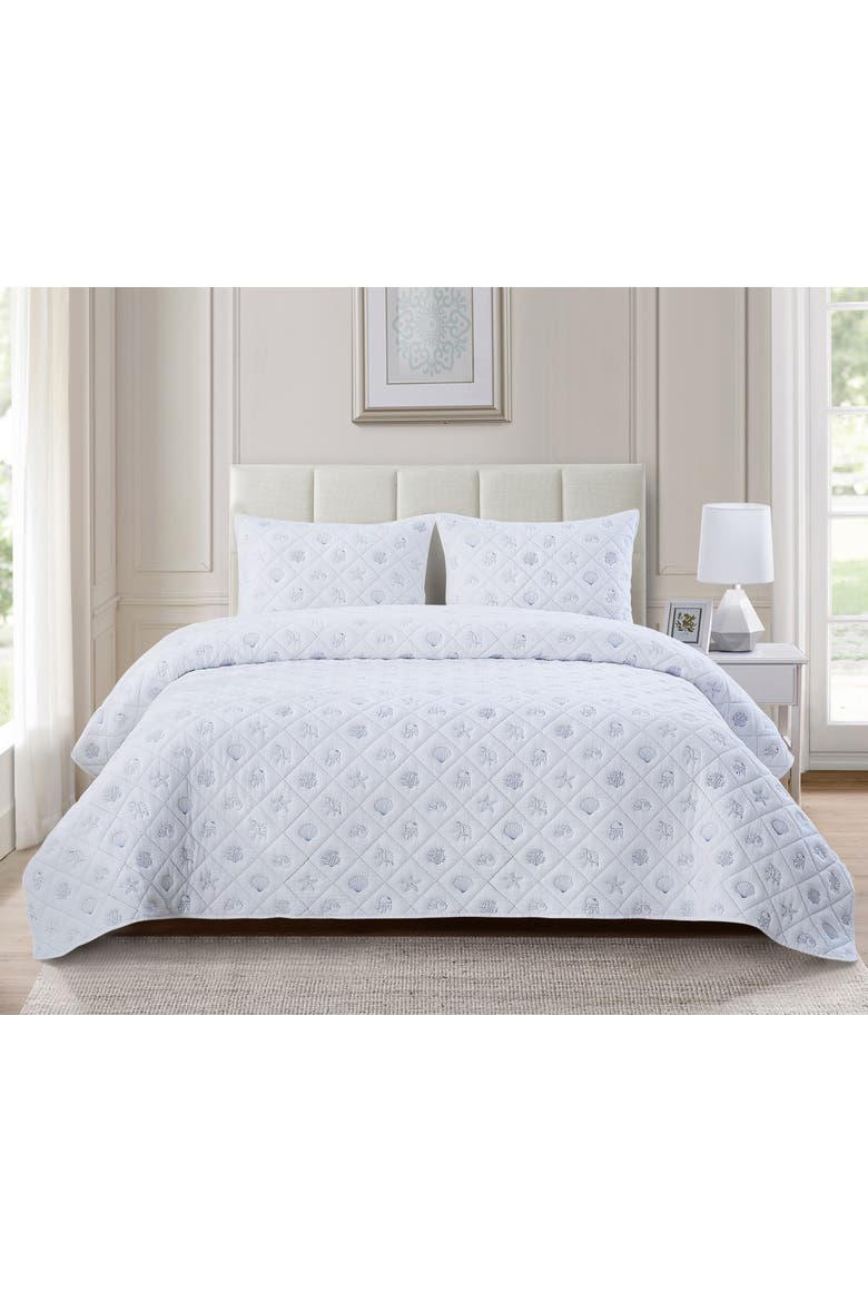 Marine Sea Bedding Quilt Collection, Alternate, color, Blue