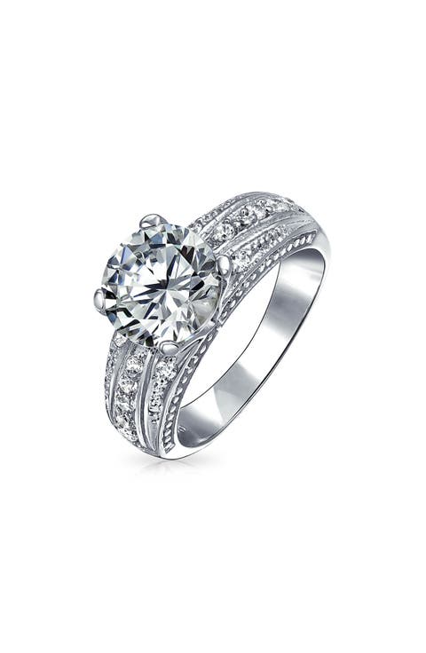 Sterling Silver Vintage Style CZ Ring